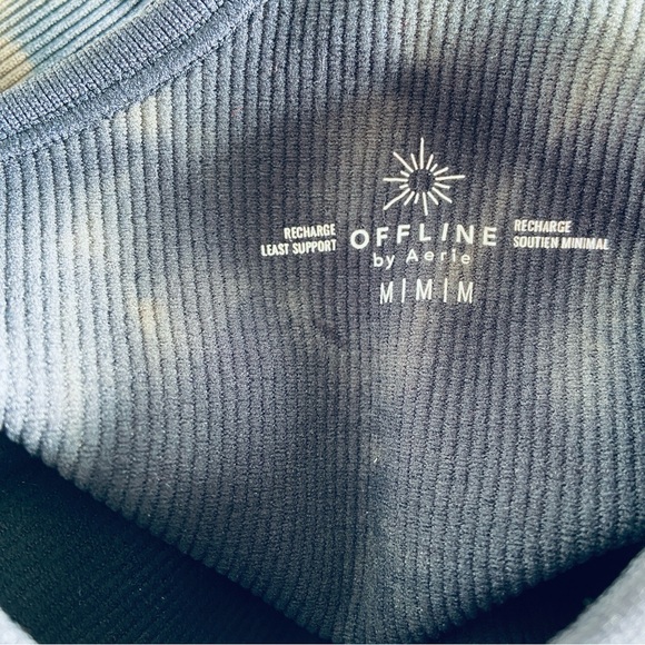 Aerie Offline Recharge Tie Dye Sports Bra Black Olive Green - Picture 11 of 13